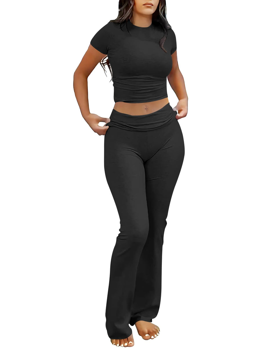 Women’s Crop Top & Flare Leggings Lounge Set