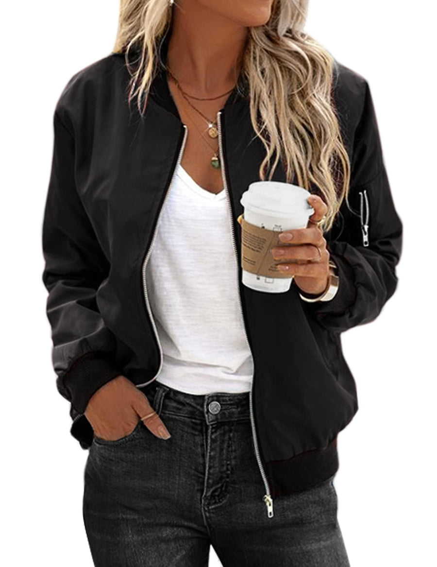 Women’s Casual Zip-Up Bomber Jacket