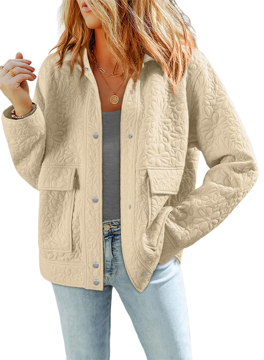 Women’s Jacquard Button Down Shacket Jacket