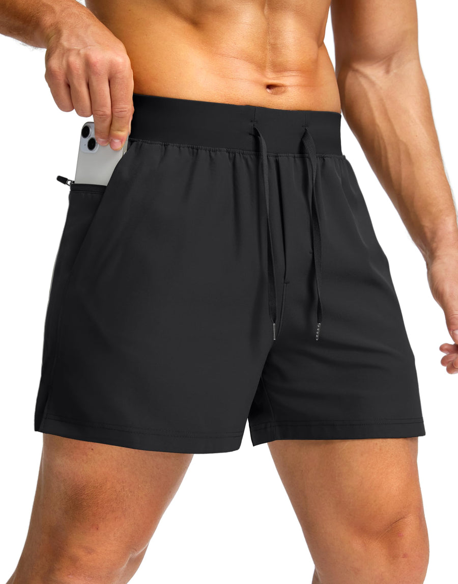 Men’s Quick Dry Running Shorts with Zipper Pockets